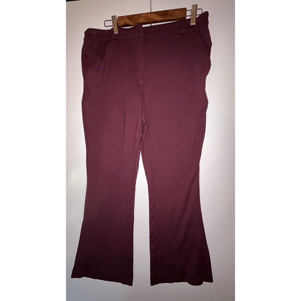 Nicole Miller New York Womens Ankle Pants Size L Purple Flare Leg Stretch